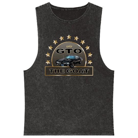 VINTAGE 1969 GTO MUSCLE CAR IS THE GOAT Mineral Wash Tank Tops