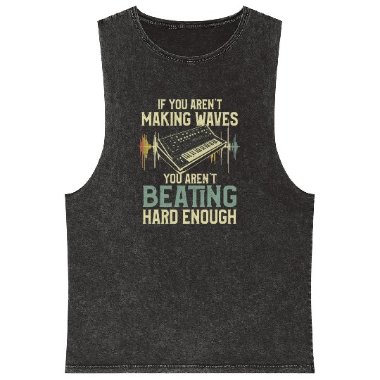 Beat Maker Waves Funny Music Producer Mineral Wash Tank Tops