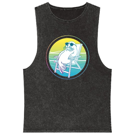 Neon Seal in Beach Chair Mineral Wash Tank Tops