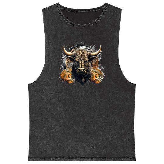 Crypto Bull Funny Blockchain Bitcoin Trader Mineral Wash Tank Tops