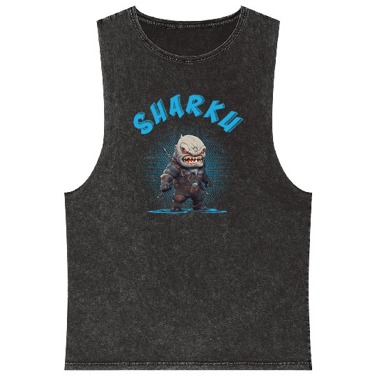 Chibi Sharku Warrior Mineral Wash Tank Tops