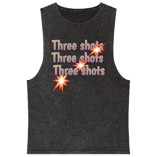 Three Shots gun Mineral Wash Tank Tops