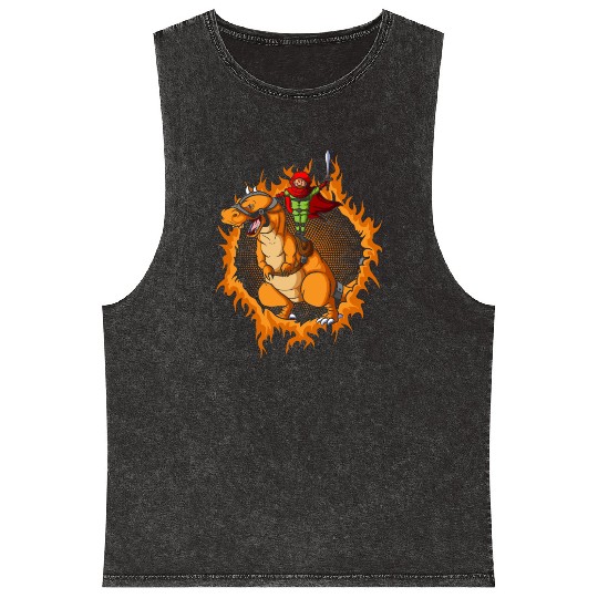 The Assassin With Tyrannosaurus Rex Mineral Wash Tank Tops