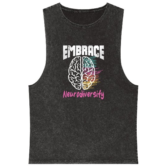 embrace neurodiversity - Embrace ADHD Autism ASD Mineral Wash Tank Tops