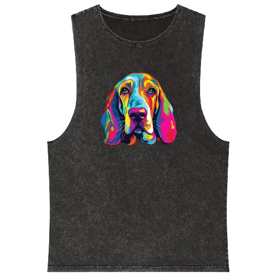 Watercolor Colorful Basset Hound Mineral Wash Tank Tops