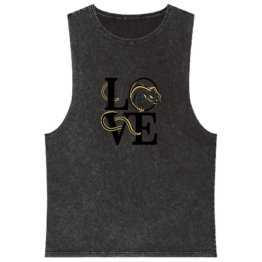 Love Crested Gecko Lizard Design Mineral Wash Tank Tops