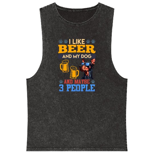 Doberman LIKE BEER AND DOG AND MAYBE 3 PEOPLE Mineral Wash Tank Tops