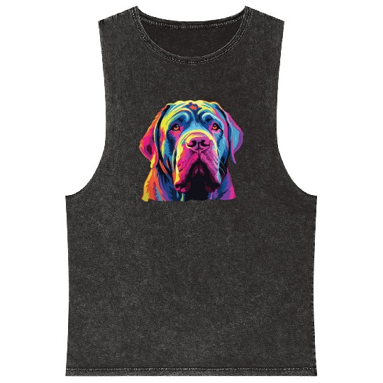 Watercolor Colorful Neapolitan Mastiff Mineral Wash Tank Tops
