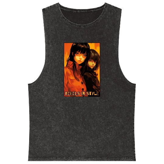 Rebels in Style: Anime Girls Mineral Wash Tank Tops