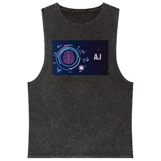 Futuristic AI Design Mineral Wash Tank Tops