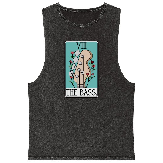 Bass Guitar Tarot Card Funny - Rock and Roll Mineral Wash Tank Tops