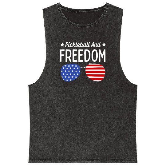 Pickleball and Freedom Mineral Wash Tank Tops