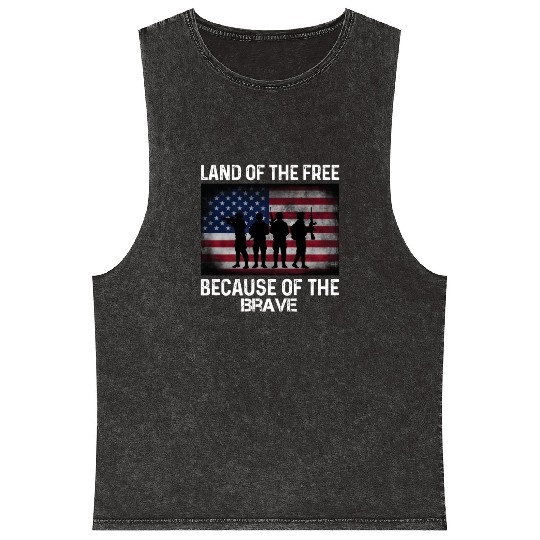 Land of the free because of the brave Mineral Wash Tank Tops