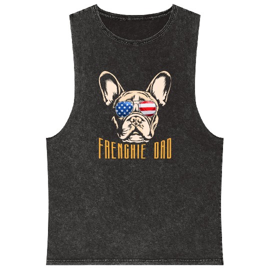 French Bulldog USA FRENCHIE DAD American Mineral Wash Tank Tops