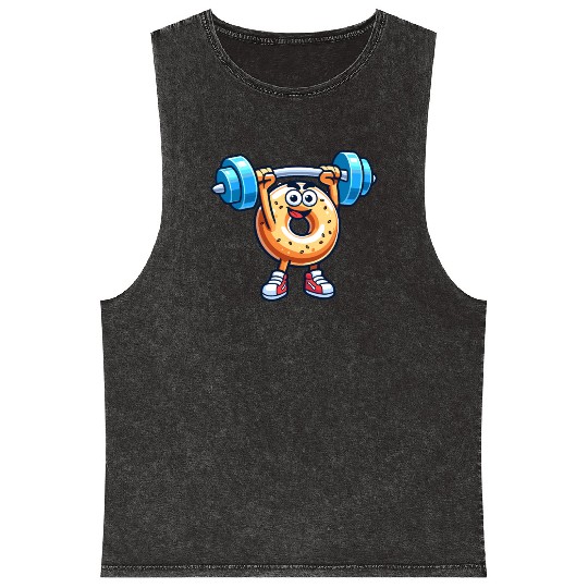 Fitness Gym Sport Bodybuilder Bodybuilding Bagel Mineral Wash Tank Tops