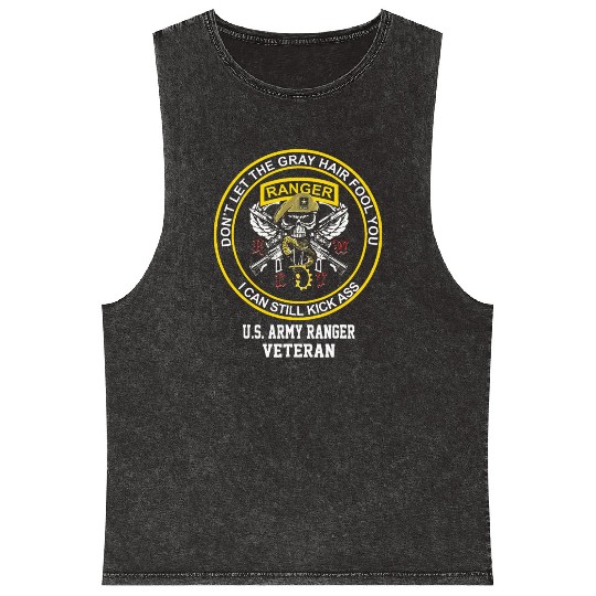 Retired US Army Ranger Veteran USA Military Vet Mineral Wash Tank Tops