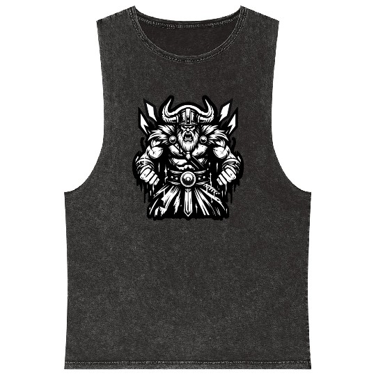 Powerful Viking Warrior Version 2 Mineral Wash Tank Tops
