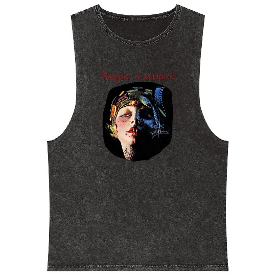 Flapper Vampire, Art Deco, Vintage Horror Series Mineral Wash Tank Tops