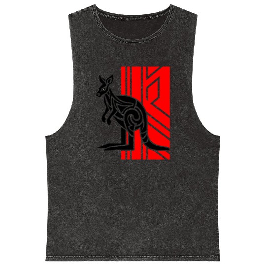 Kangaroo Vector Design 3 Colors Mineral Wash Tank Tops