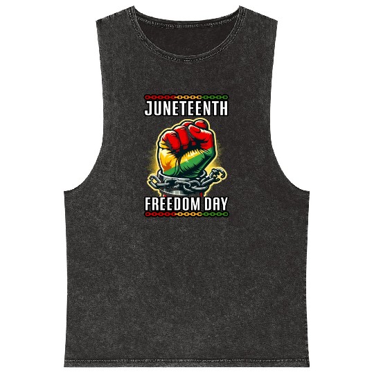 Juneteenth breaking chains, embracing freedom Mineral Wash Tank Tops