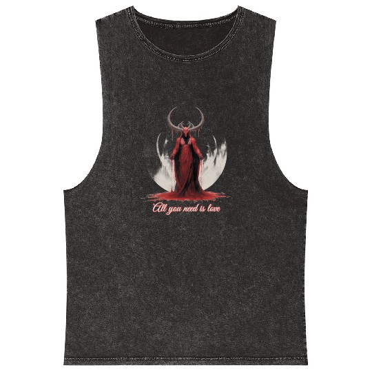 All You Need Is Love - Baphomet Mineral Wash Tank Tops