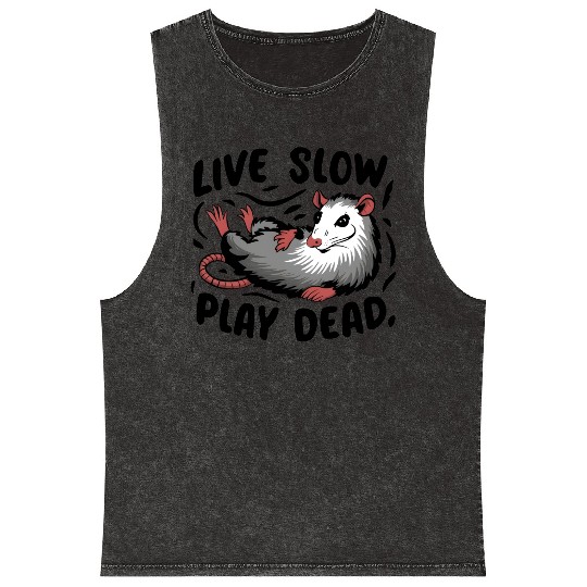 Funny Possum Live slow play dead Street Cat Mineral Wash Tank Tops