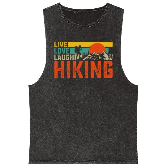 Live love laugh hiking Mineral Wash Tank Tops