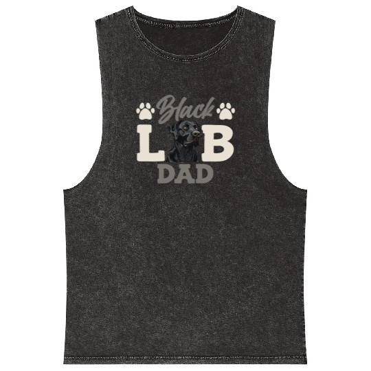 Black Labrador BLACK LAB DAD Labrador Owner Mineral Wash Tank Tops