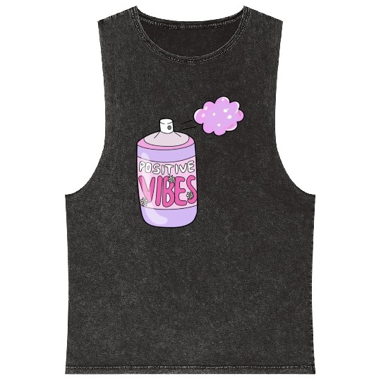 stay positive,stay cool Mineral Wash Tank Tops