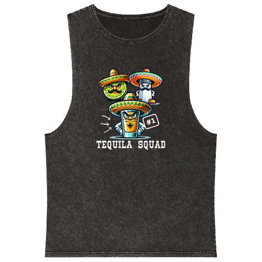 Cinco De Mayo Tequila Squad Drink Number One Mineral Wash Tank Tops