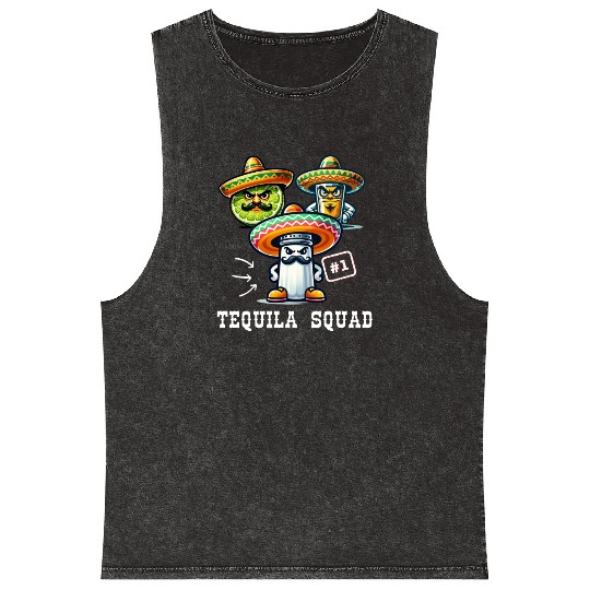 Cinco De Mayo Fiesta Tequila Squad Salt Number One Mineral Wash Tank Tops