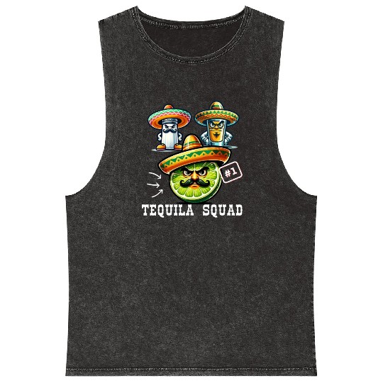 Cinco De Mayo Fiesta Tequila Squad Lime Number One Mineral Wash Tank Tops