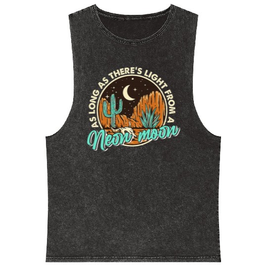 Neon Moon Cactus Country Mountain Western Cow Mineral Wash Tank Tops