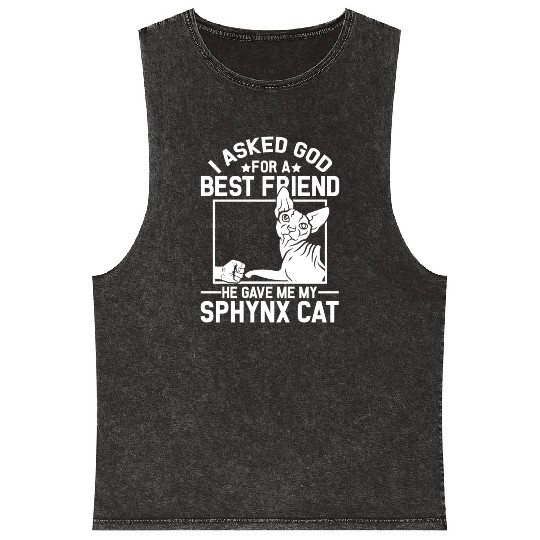 Best Friend Funny Sphynx Cat Mom Mineral Wash Tank Tops