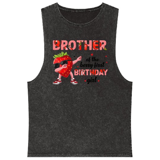 Brother of the Berry Sweet One Strawberry Mineral Wash Tank Tops