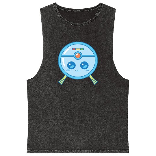 Cute Robot Vacuum Cleaner Kawaii Mineral Wash Tank Tops
