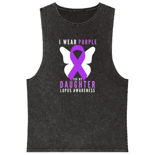 I wear purple for my daughter lupus awareness Mineral Wash Tank Tops
