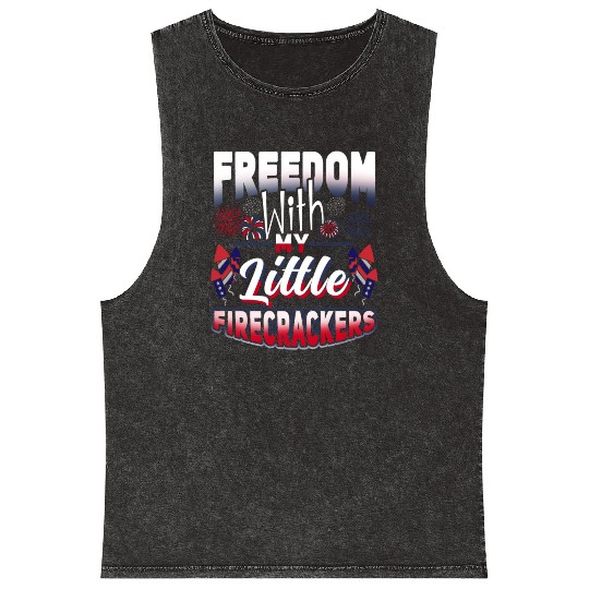 Freedom Firecrackers Patriotic Teacher Mineral Wash Tank Tops