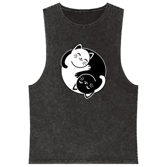 Yin and Yang Cats Mineral Wash Tank Tops