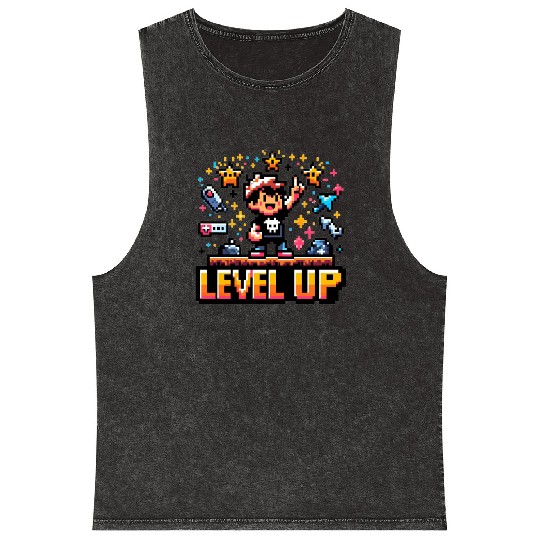 Victory Unlocked: Level Up Mineral Wash Tank Tops