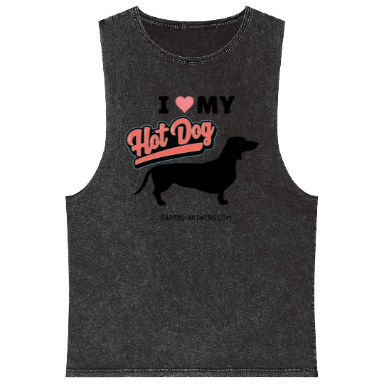 Dachshund Dog Lover Gift Mineral Wash Tank Tops Love My Hot Dog