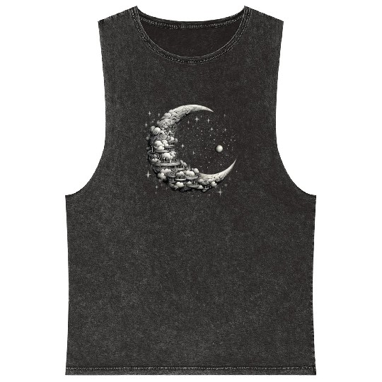 Cool Full Moon - Solar Eclipse, Moon Phases Total Mineral Wash Tank Tops