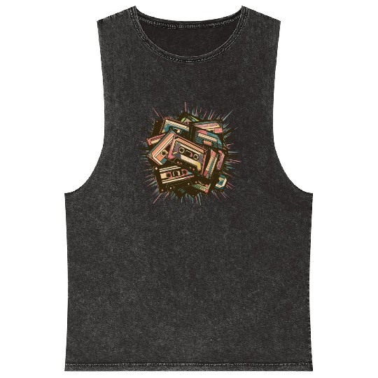 80s Retro Cassette Classic Cassette Tape for a Mineral Wash Tank Tops
