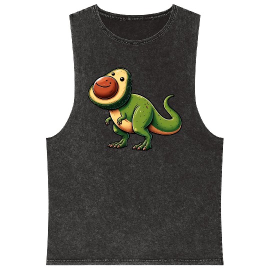 Dino T-Rex Avocado Mythical Creature Mineral Wash Tank Tops