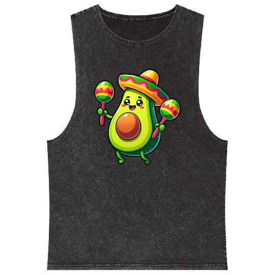 Cinco de Mayo Avocado in Mexico Mineral Wash Tank Tops