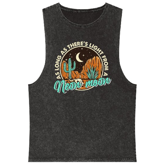 Neon Moon Cactus Country Mountain Western Cow Mineral Wash Tank Tops