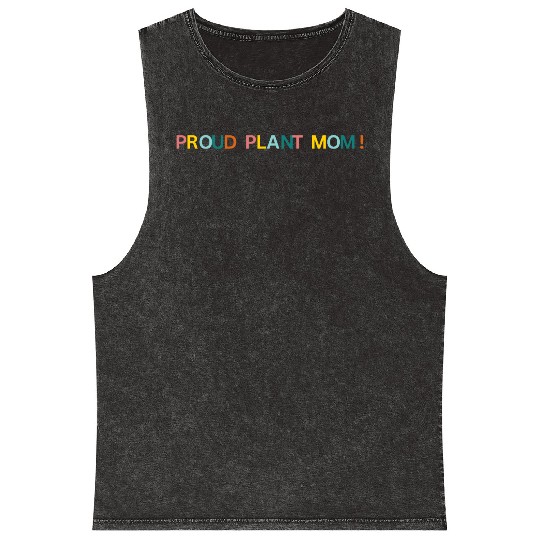 Proud Plant Mom! Graphic Mineral Wash Tank Tops