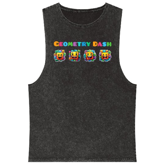 Geometry dash Mineral Wash Tank Tops