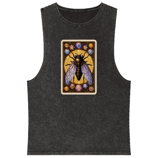 CICADA INVASION 2024 TAROT CARD, CICADAGEDDON 2024 Mineral Wash Tank Tops