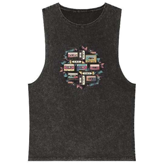 80s Retro Cassette Classic Cassette Tape for a Mineral Wash Tank Tops